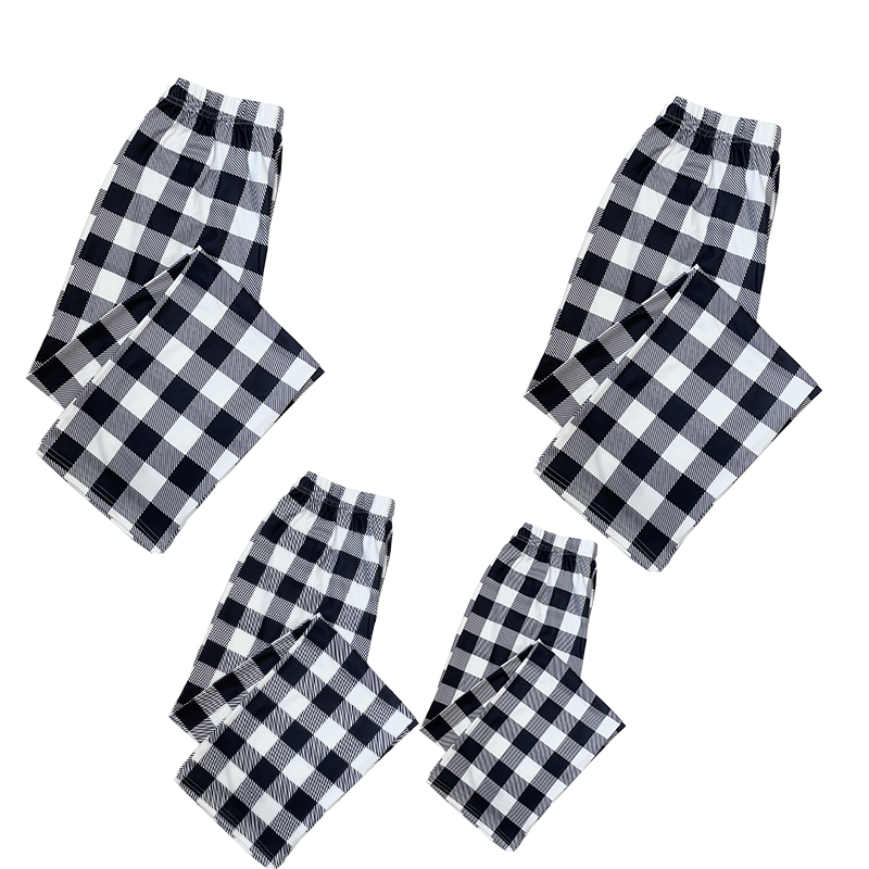 Black and white buffalo plaid pajama pants discount family