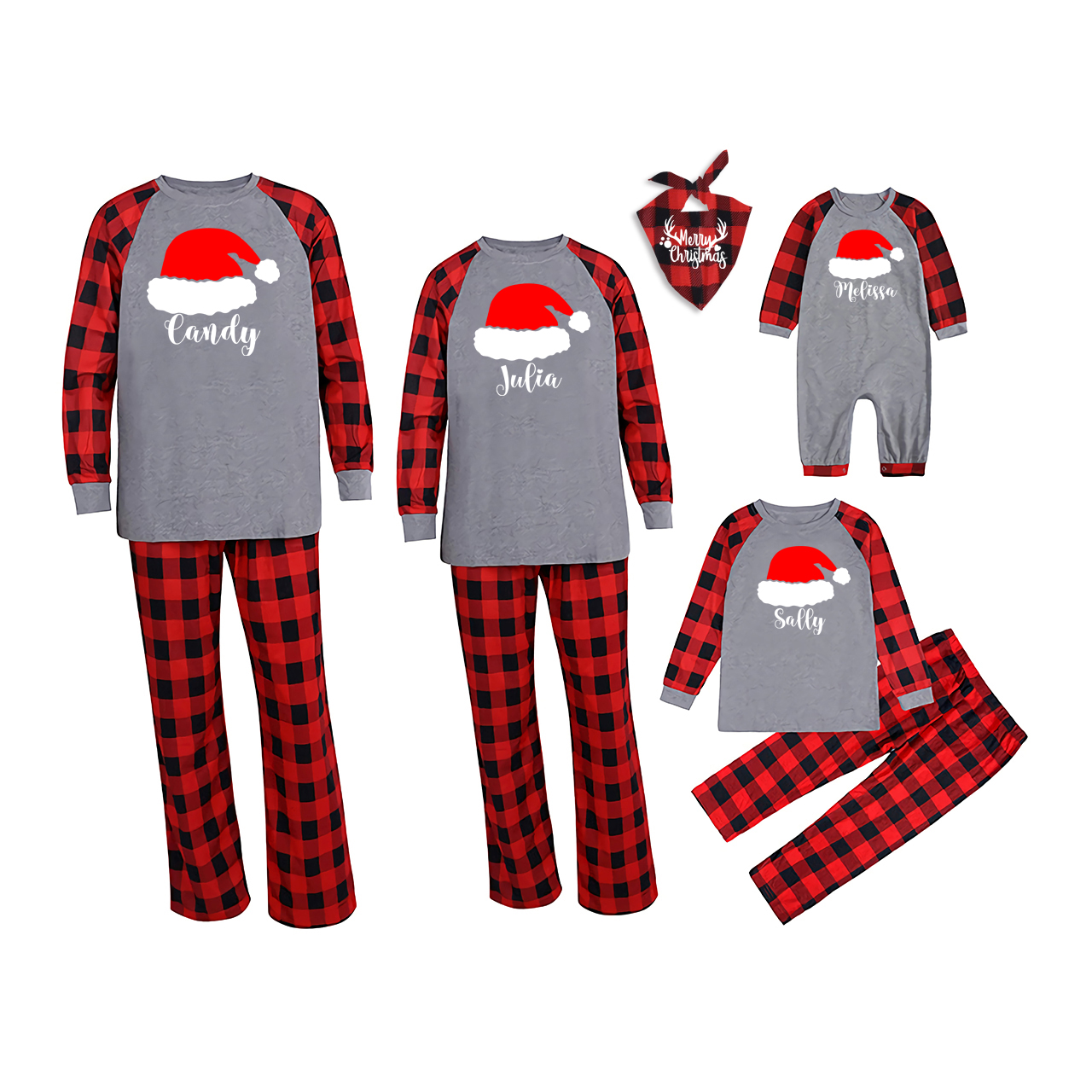 Red&Black Hat Christmas Family Matching Pajamas