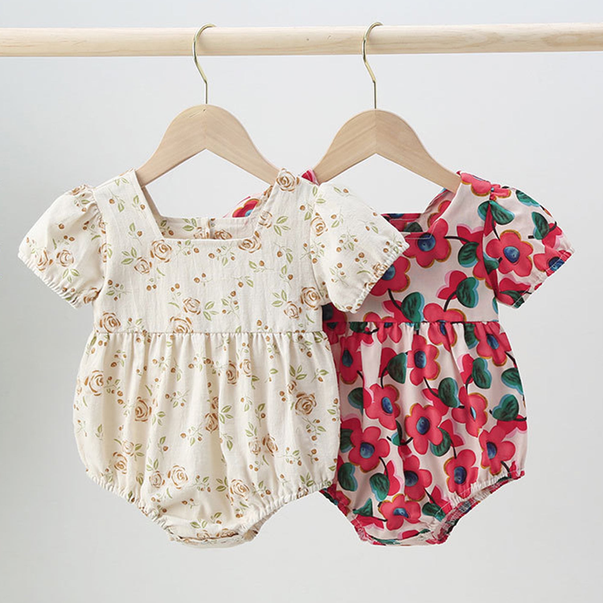 2 Colors Baby Girl Summer Short Sleeve Jumpsuit