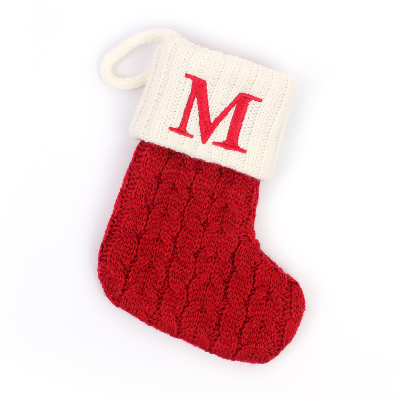 Christmas Socks Knitted Embroidered Alphabet Socks
