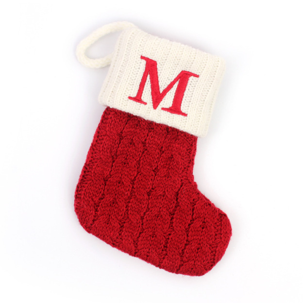Christmas Socks Knitted Embroidered Alphabet Socks