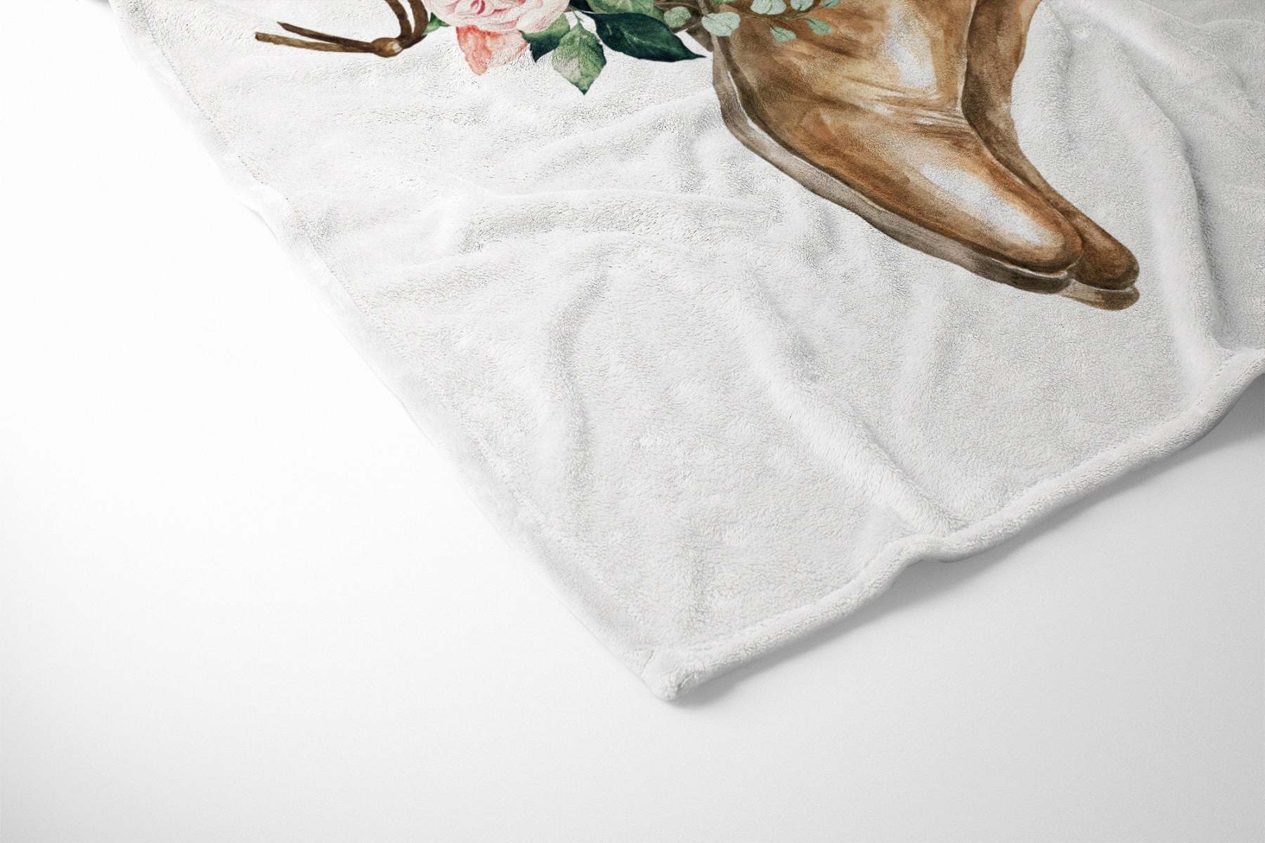 Personalized Western Cowgirl Baby Flannel Blanket