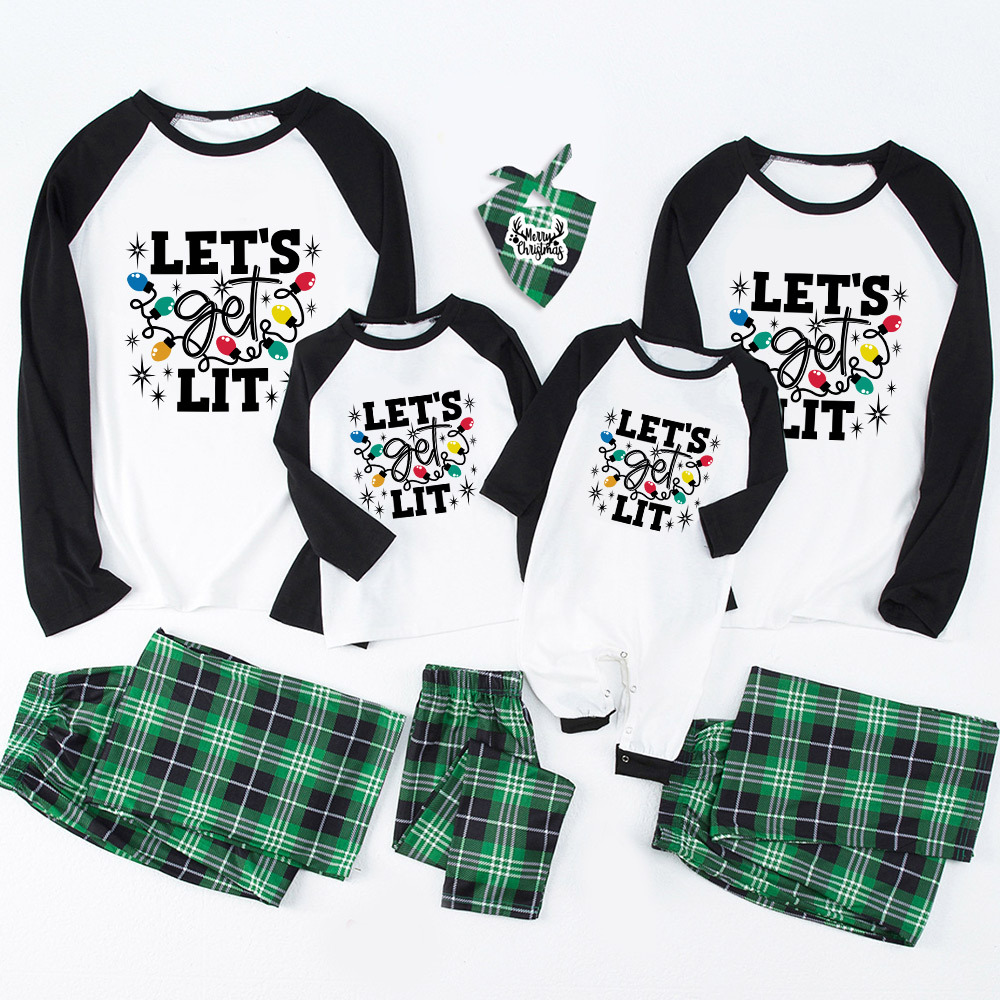Let's Get Lit Christmas Family Matching Pajamas