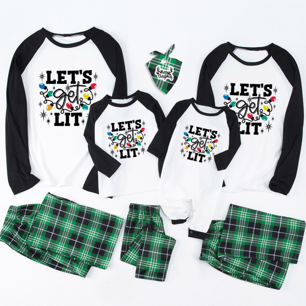 Let's Get Lit Christmas Family Matching Pajamas