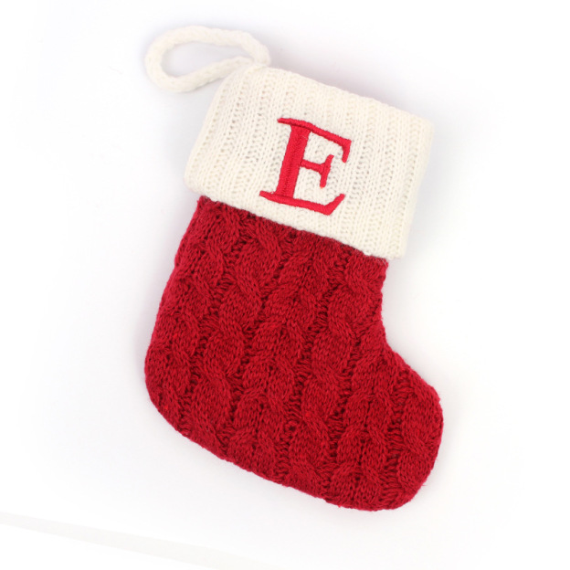 Christmas Socks Knitted Embroidered Alphabet Socks