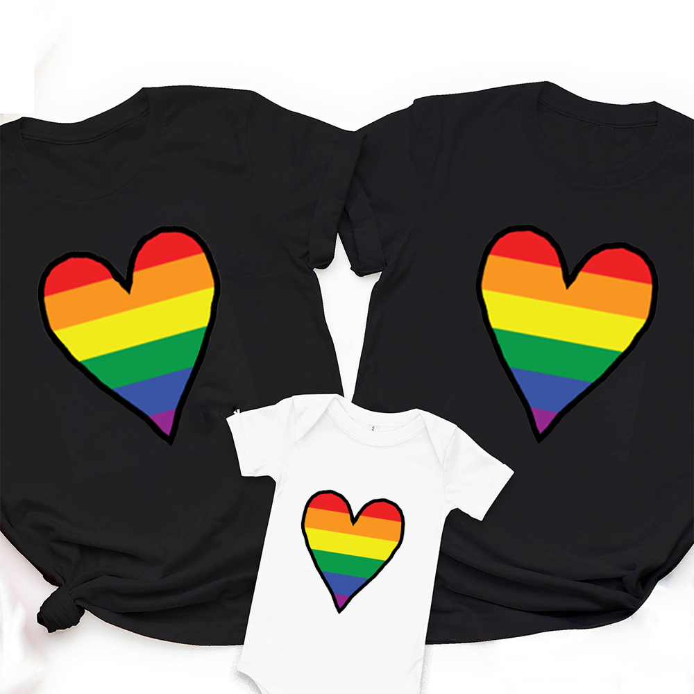 Family Rainbow Heart LGBTQ Shirt & Baby Bodysuit