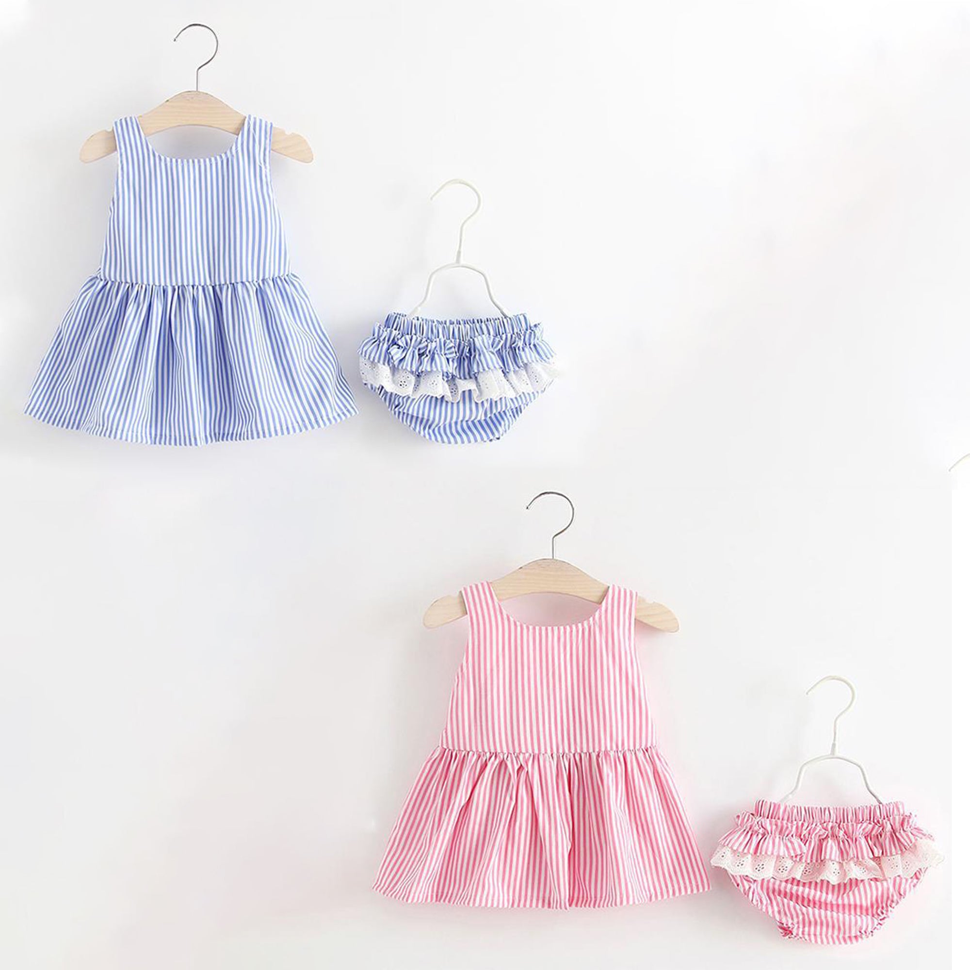 2 Colors Baby Girl Summer Dress Outfit Set