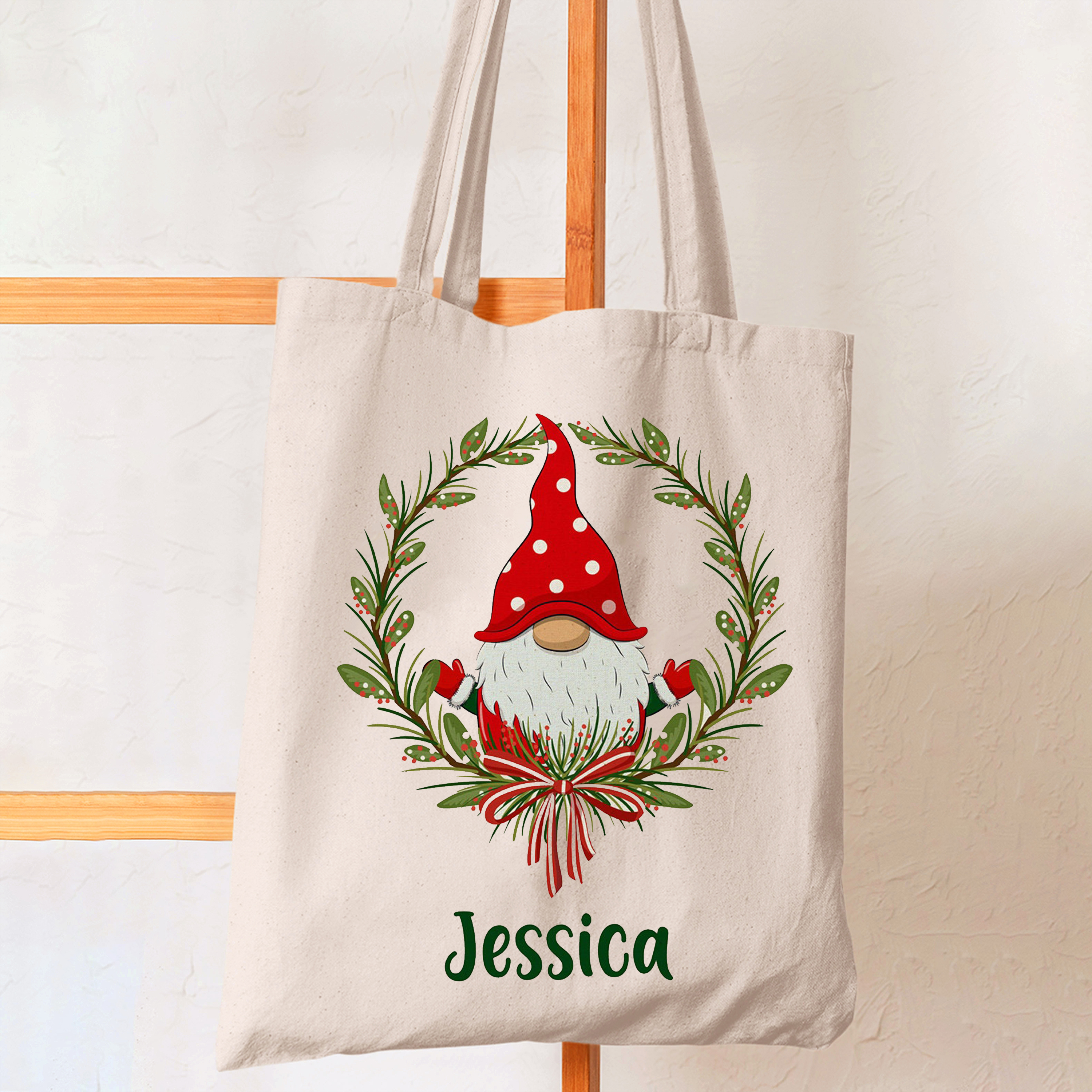 Rudolph in Wreath Christmas Tote Bag
