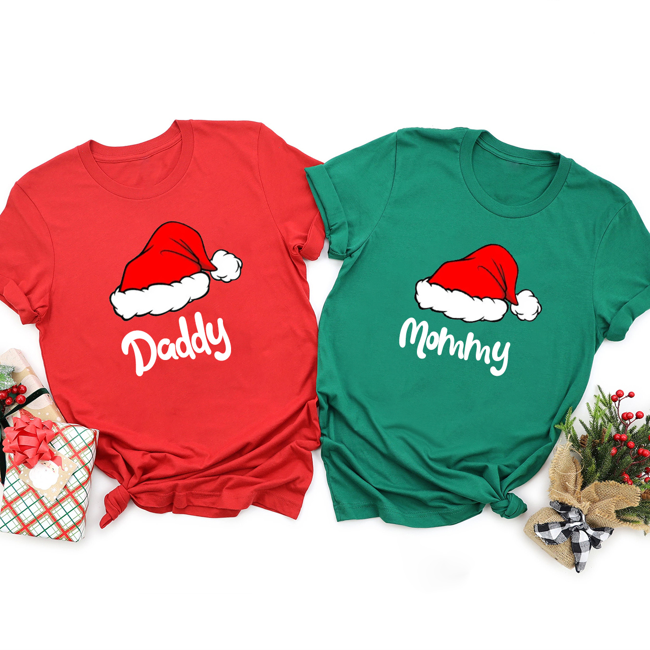 Red Santa Hat Custom Family T-Shirt