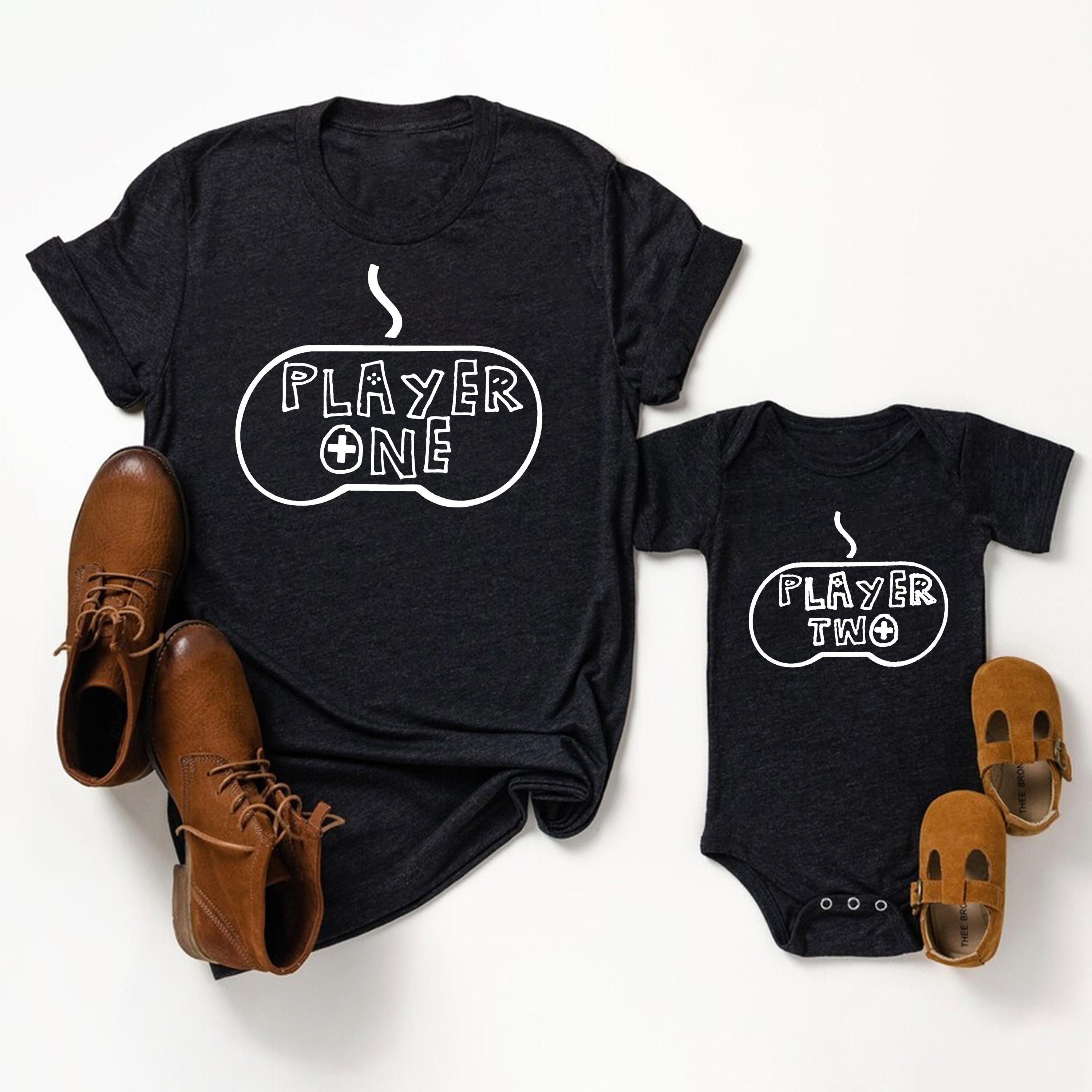 Player One And Two Matching Shirts For Dad And Me