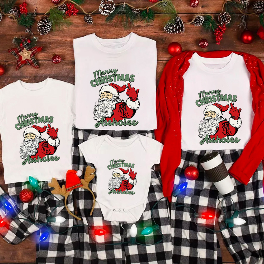 Santa Assholes Funny Christmas Family Matching Shirt