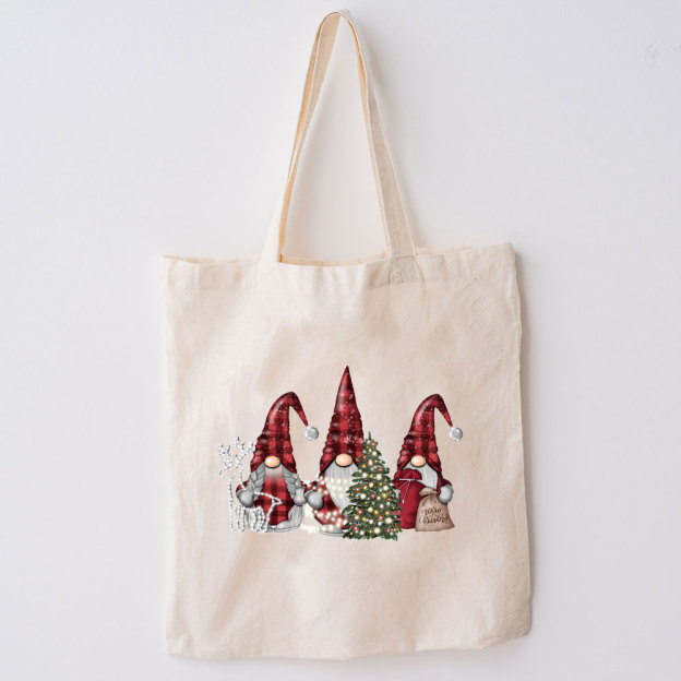 Buffalo Plaid Gnomes Christmas Tote Bag