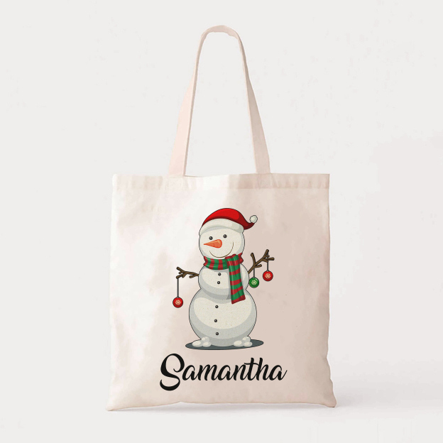 Celebrating Snowman Christmas Tote Bag