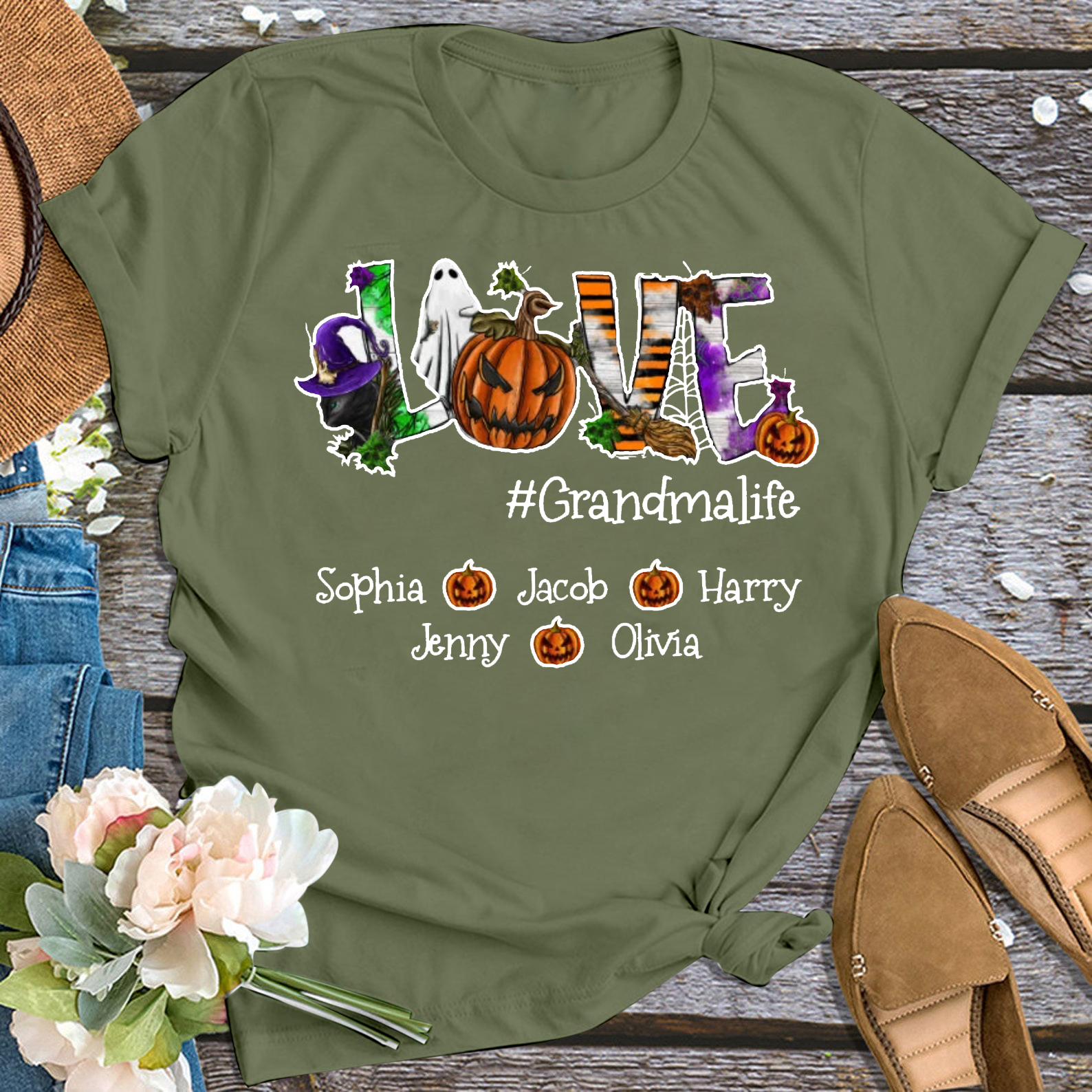Evil Pumpkin Thanksgiving Personalized Grandma Shirt 