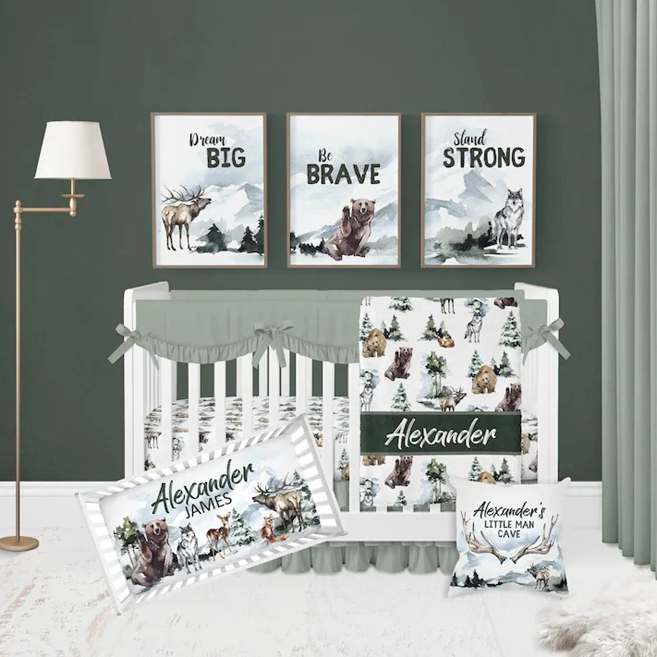 Personalized Woodland Animals Baby Boy Flannel Blanket