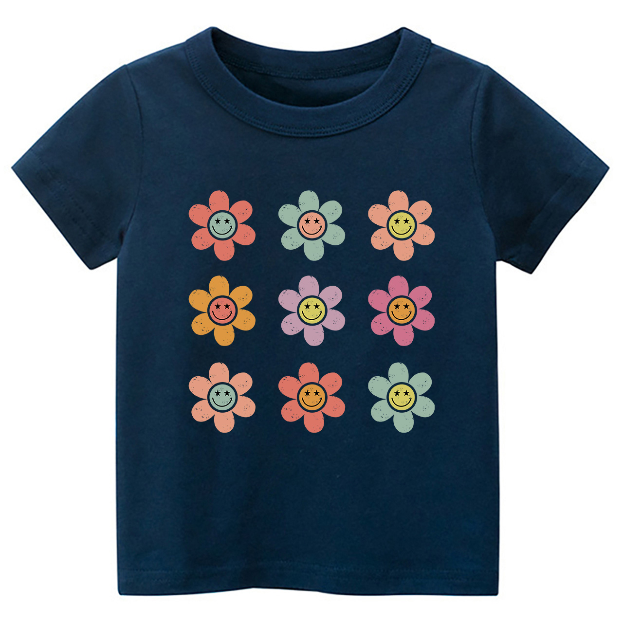 Happy Face Flowers Summer Kids T-Shirts