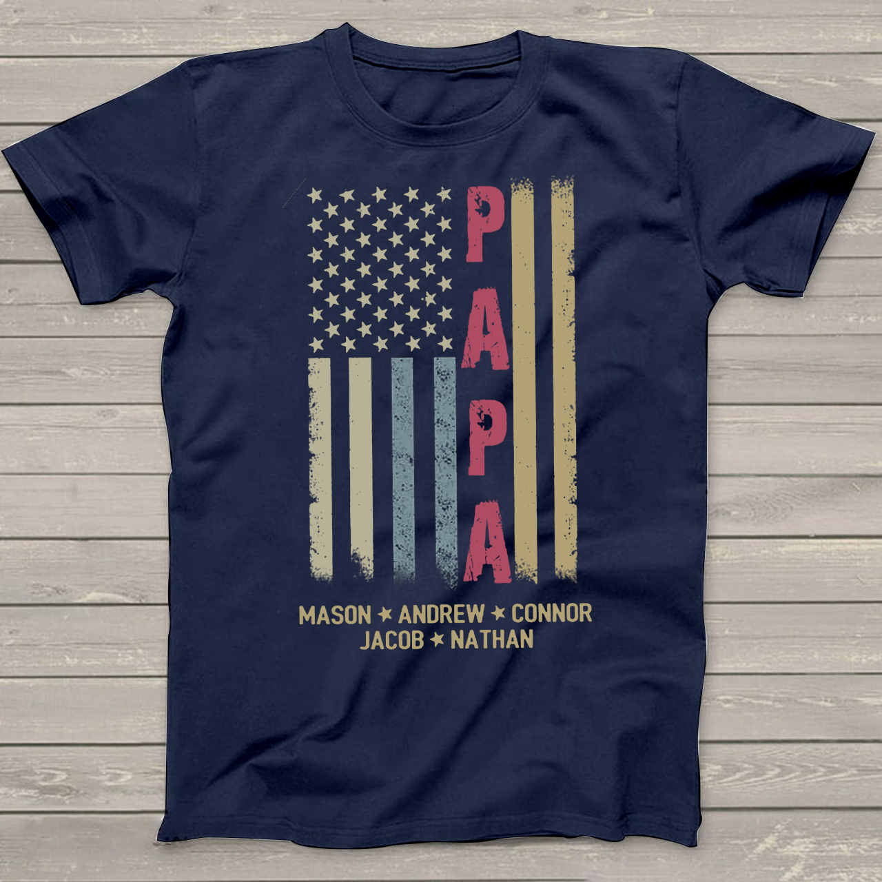 Personalized Grandpa US Flag Shirt