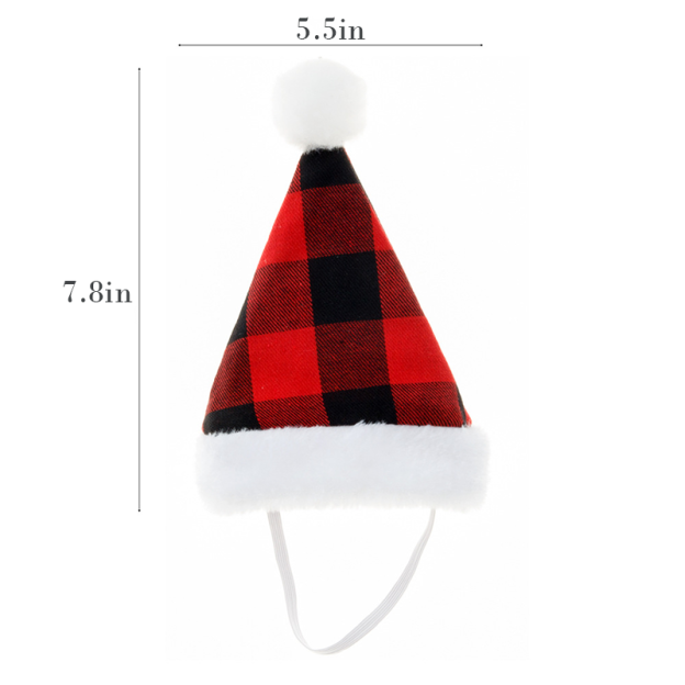 Pet Christmas Plush Plaid Hat
