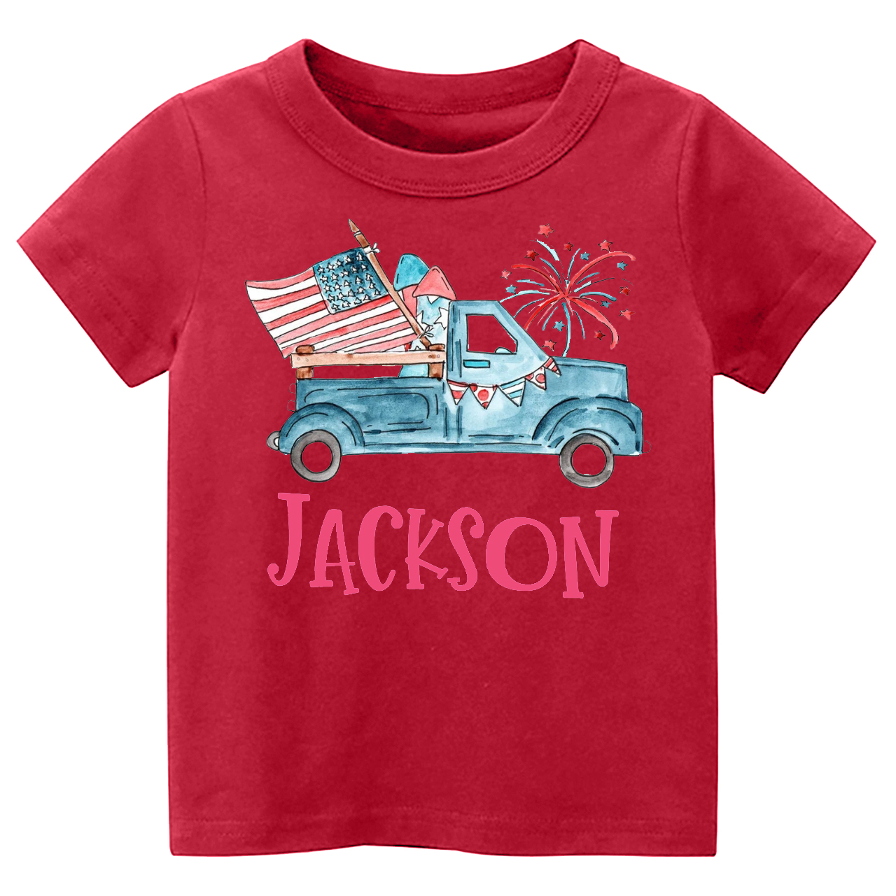 Personalized Patriotic Truck Fourth Of July Kids Shirt