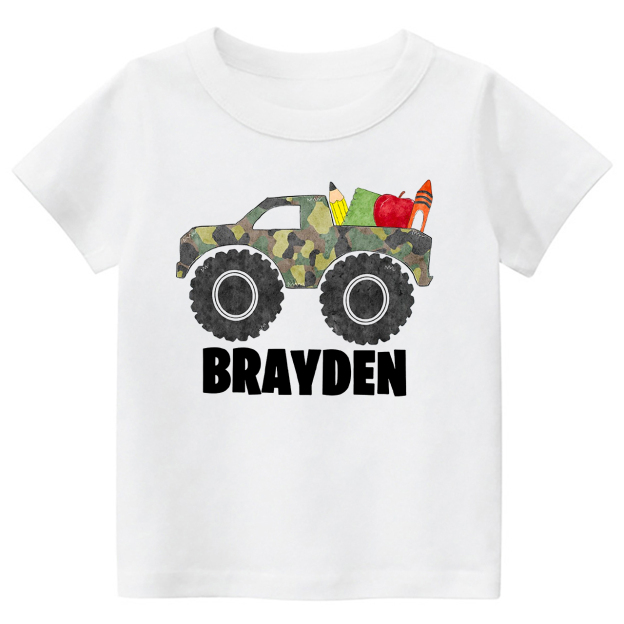 Truck Personalized Back To School Toddler Shirts