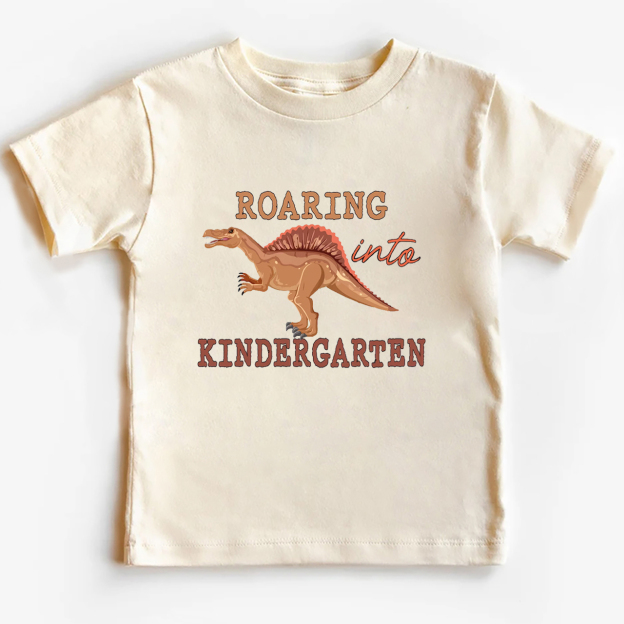 Roaring Into Kindergarten First Day Of School Kids Shirts