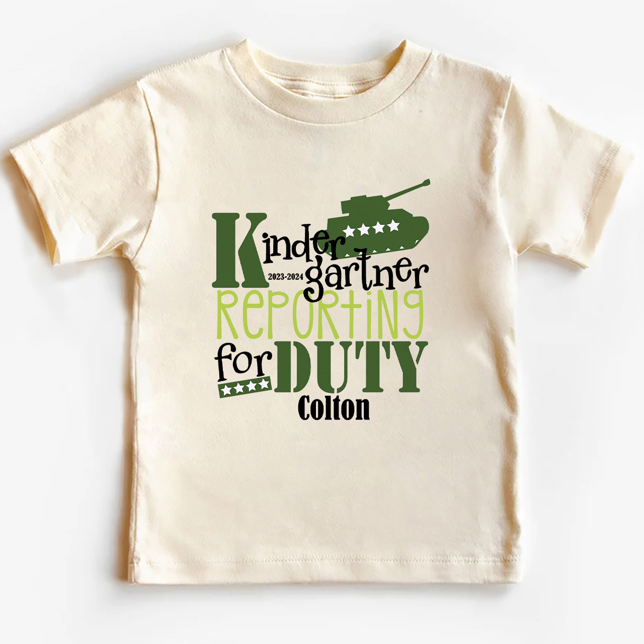 Personalized Kindergarten Reporting For Duty School Kids Shirts