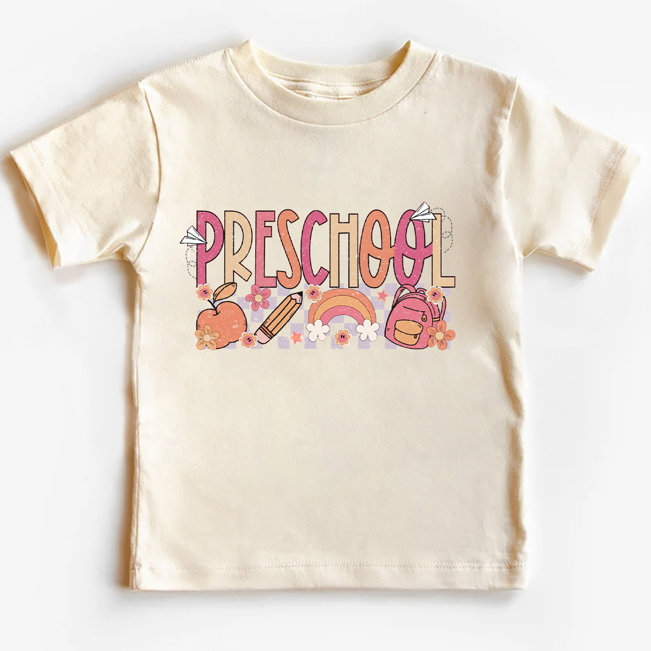 Preschool Apple Pencil Rainbow School Bag Kids Shirt