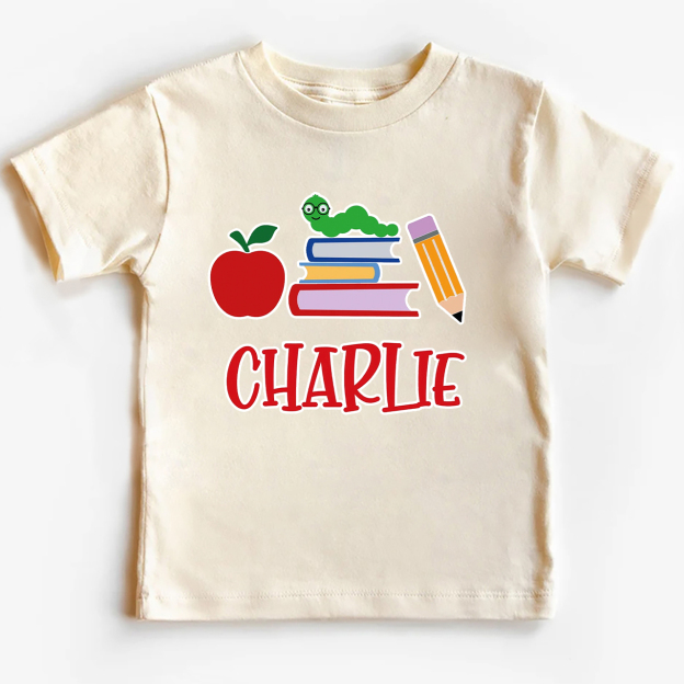 Personalized Apple Pencil Books School Kids Shirt