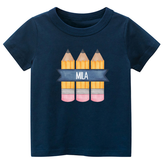Personalized Back to School Pencil Name Kids Shirts