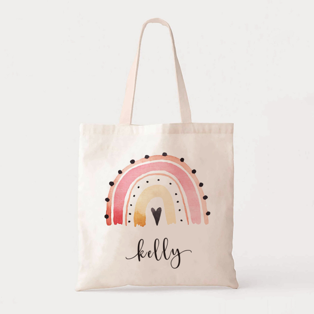 Personalized Lovely Pink Kids Name School Tote Bag