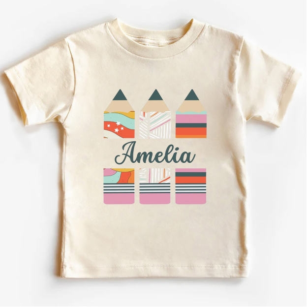 Personalized Geometric Retro Pencil Kids Shirts