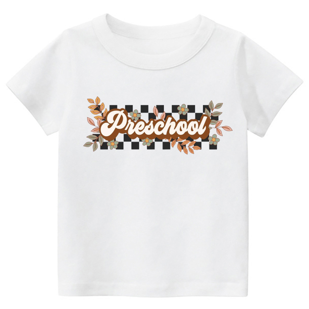 Natural Retro Floral Pre School T-shirt