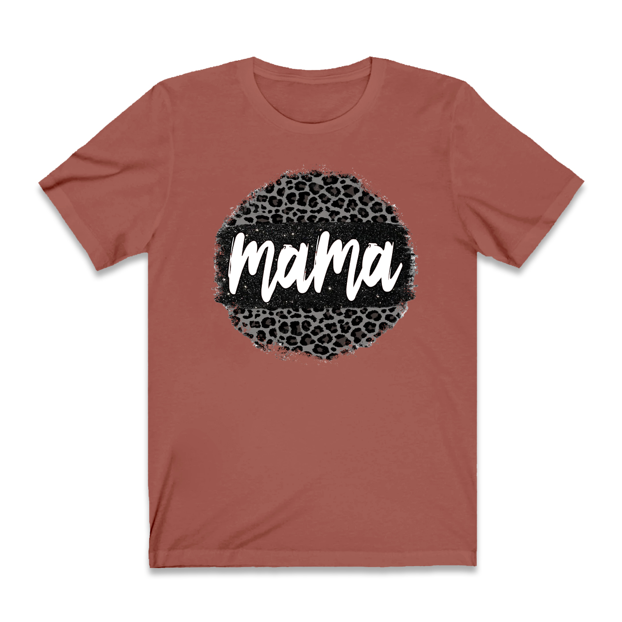 Black Leopard Mama Circle Retro T-Shirt