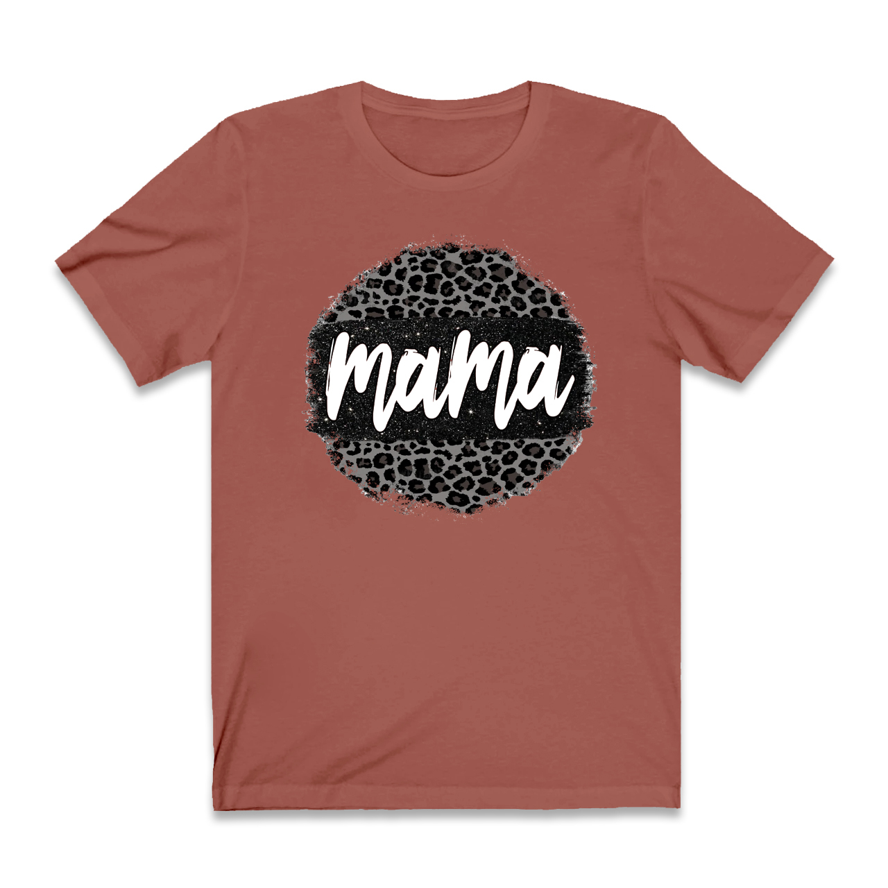 Black Leopard Mama Circle Retro T-Shirt