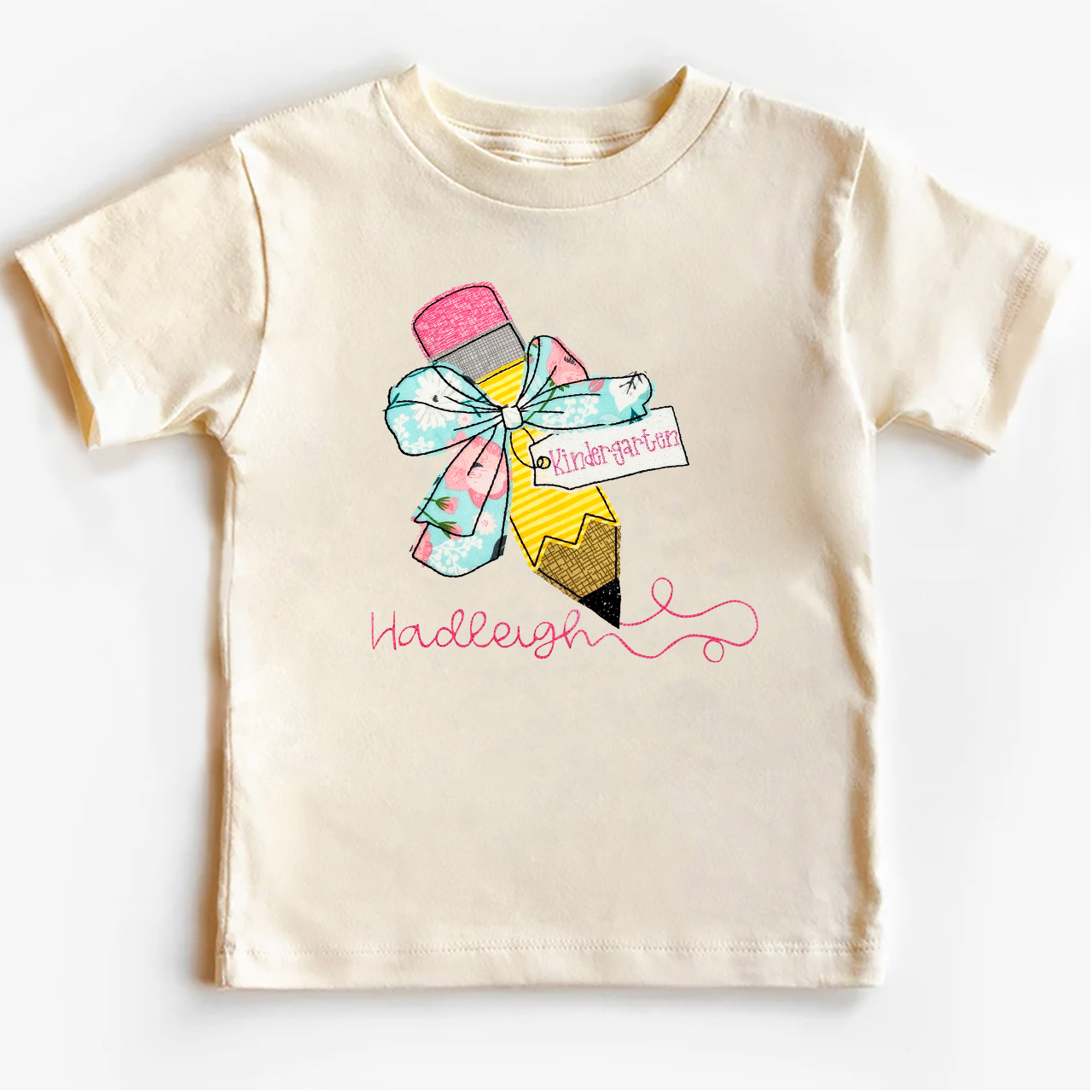 Personalized Pencil And Bow Back To School Shirt For Kids