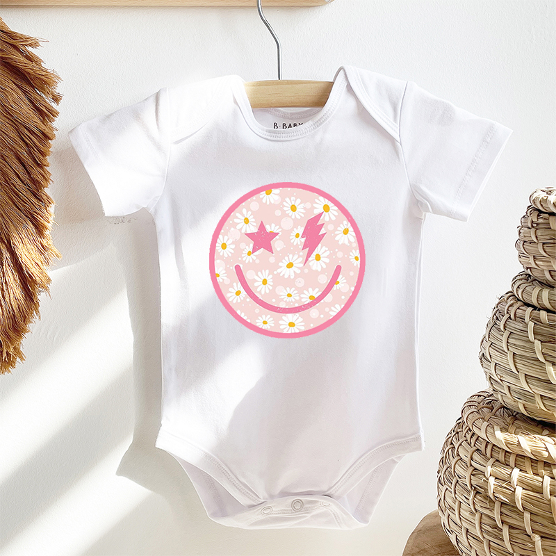 Smiley Face Daisy Graphic Bodysuit For Baby