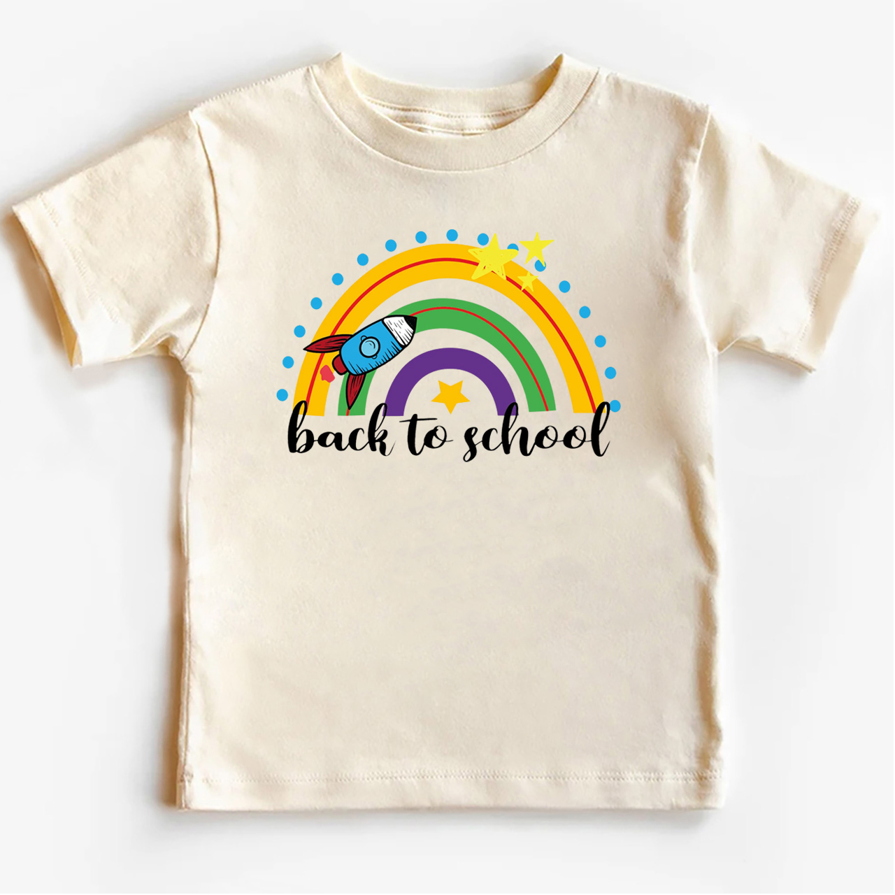 Rocket Rainbow Back To School Kids T-Shirt