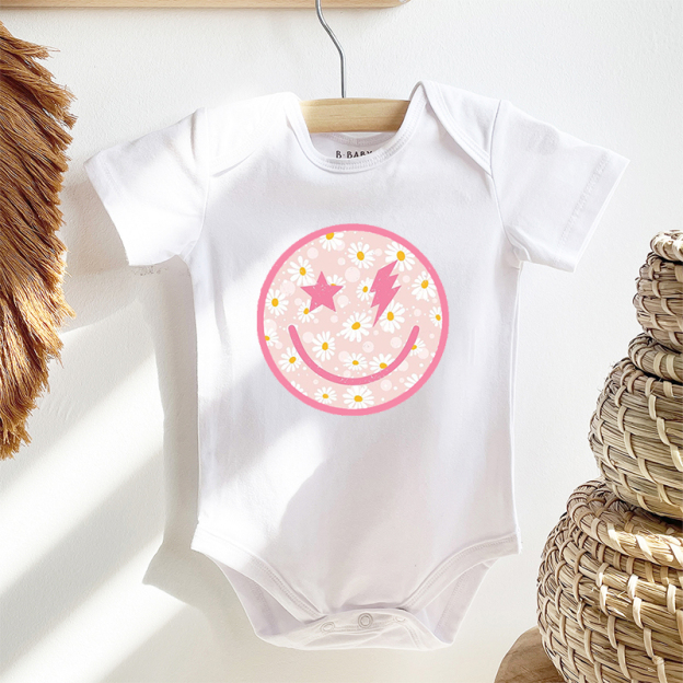 Smiley Face Daisy Graphic Bodysuit For Baby