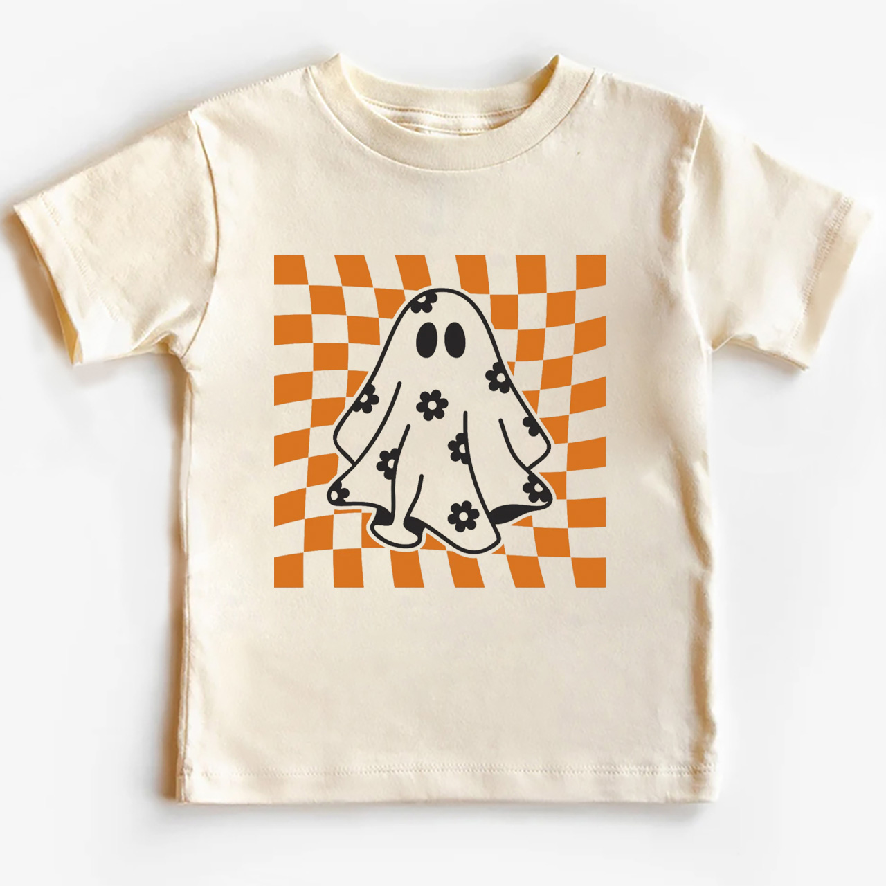 Checkered Floral Daisy Ghost Toddler Shirt
