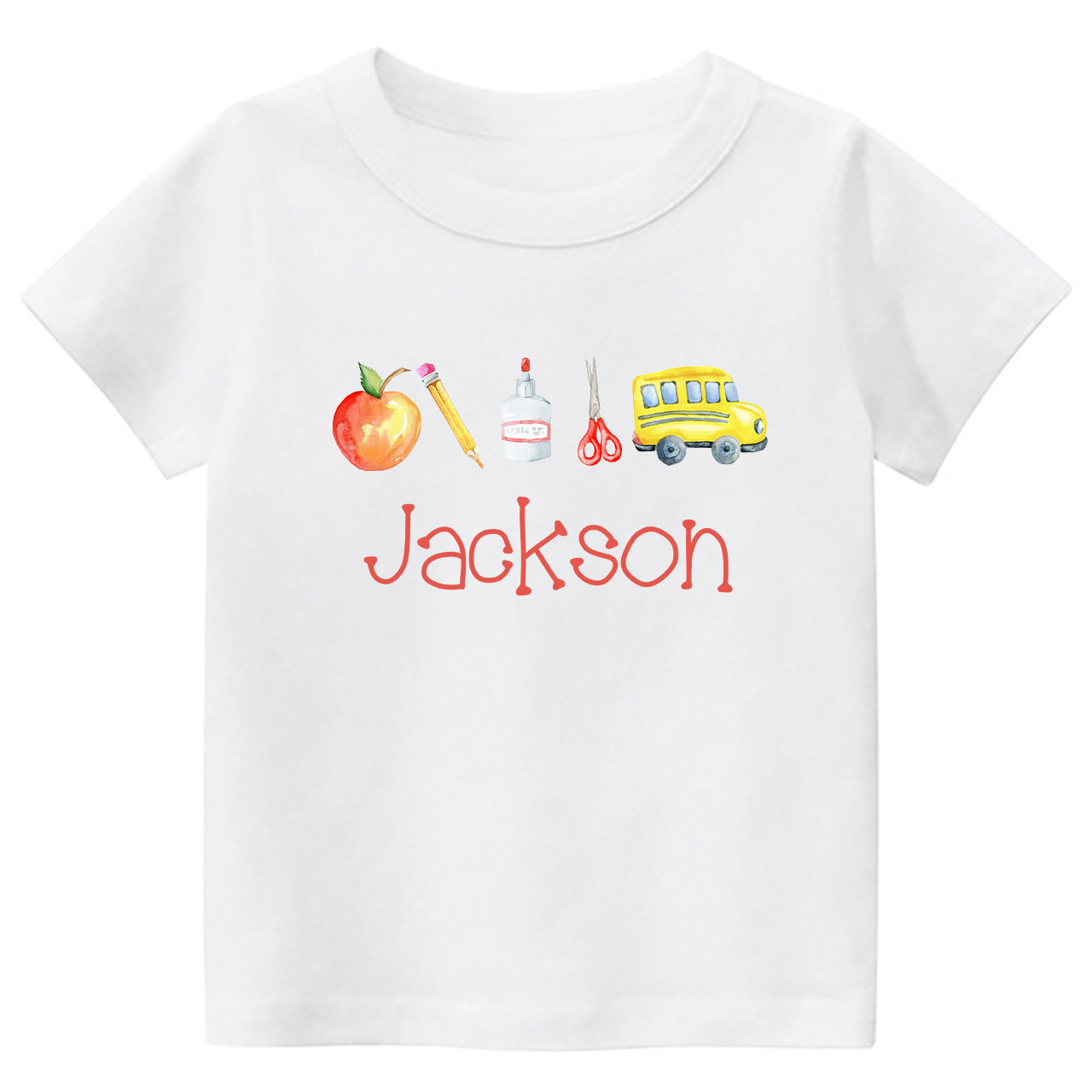 Personalized Back To School Kids Monogram Watercolor Shirt