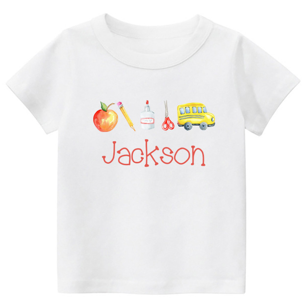 Personalized Back To School Kids Monogram Watercolor Shirt