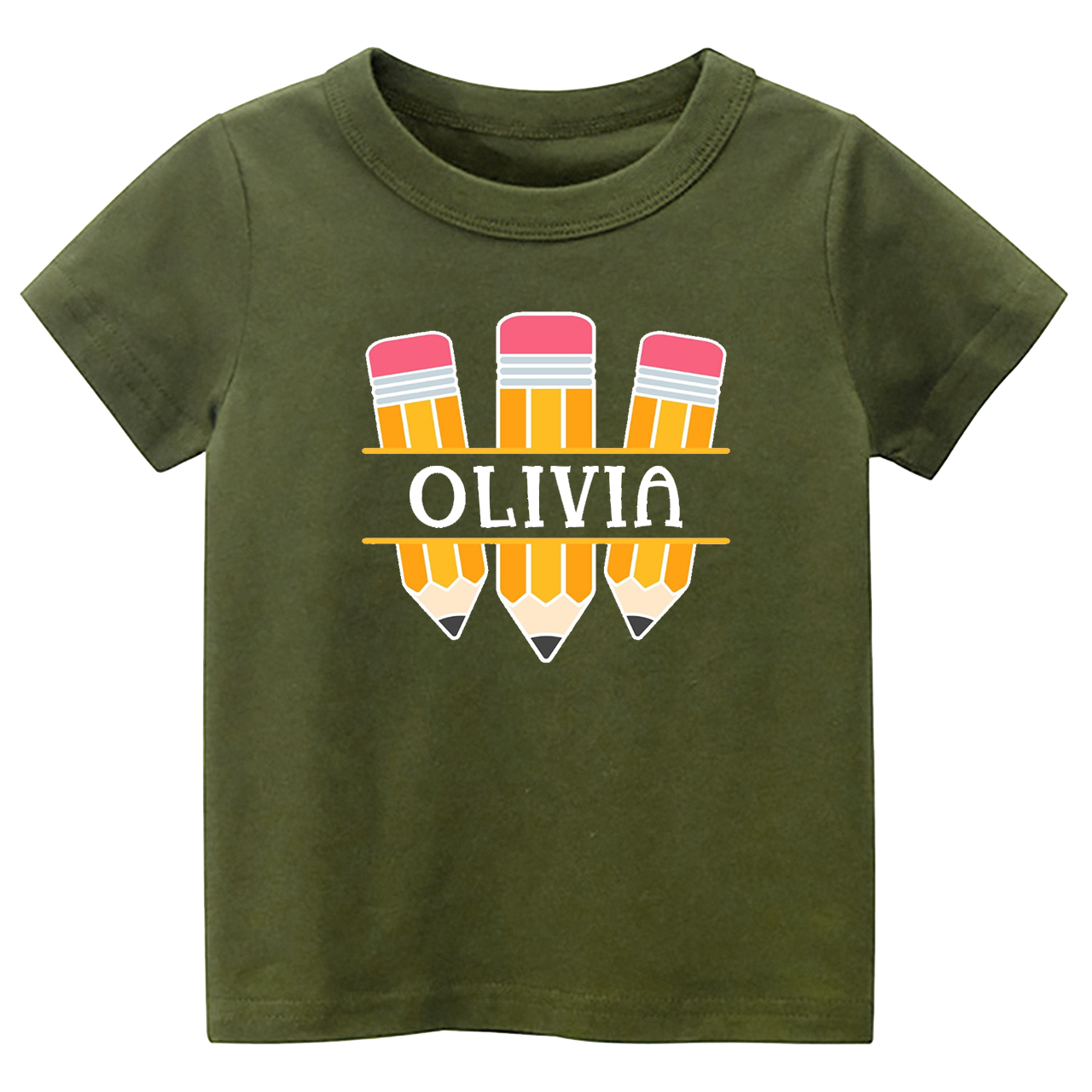 Personalized Name Three Pencil Back To School Kids Shirt