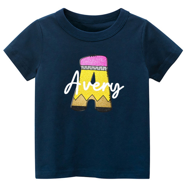 Monogram Pencil Back To School Kids Shirt