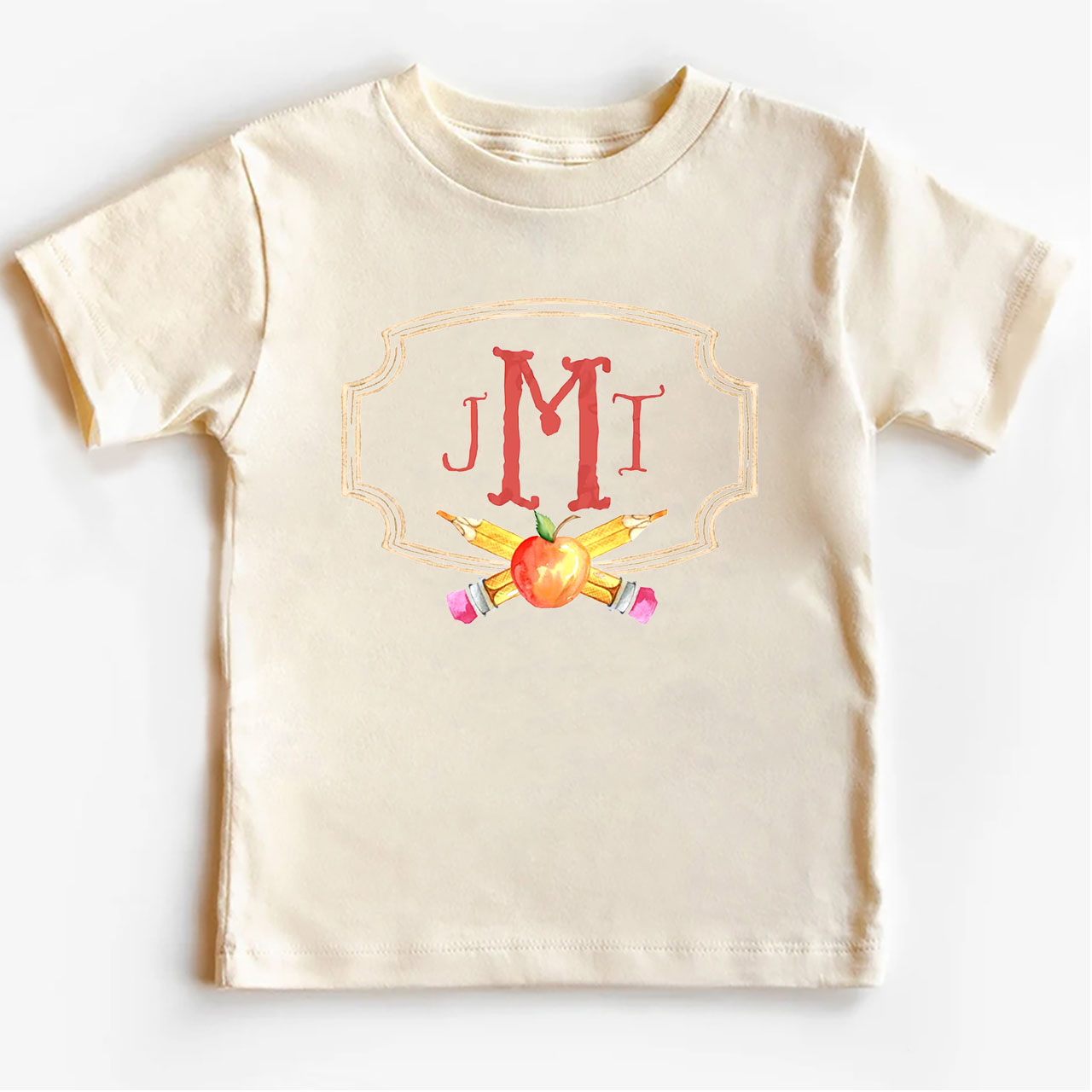 Crayon Name Watercolor Crest Shirt For Kids