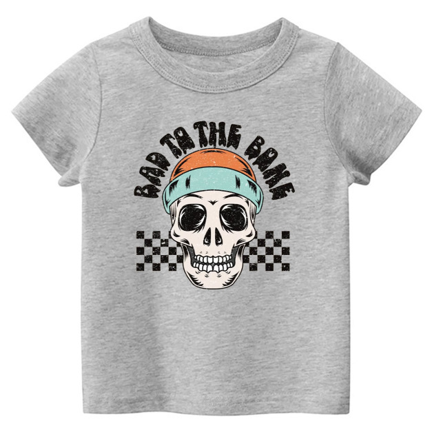 Bad To The Bone Skull Halloween Toddler Shirt
