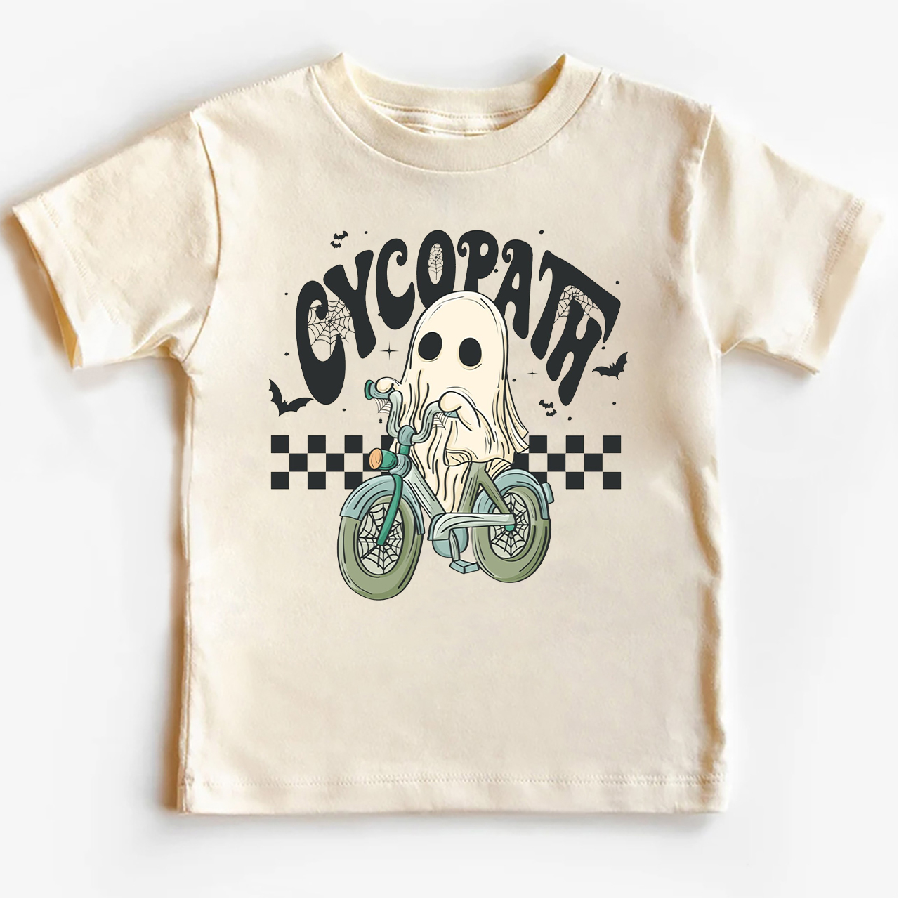 Funny Ghost On Bike Kids Halloween Tee