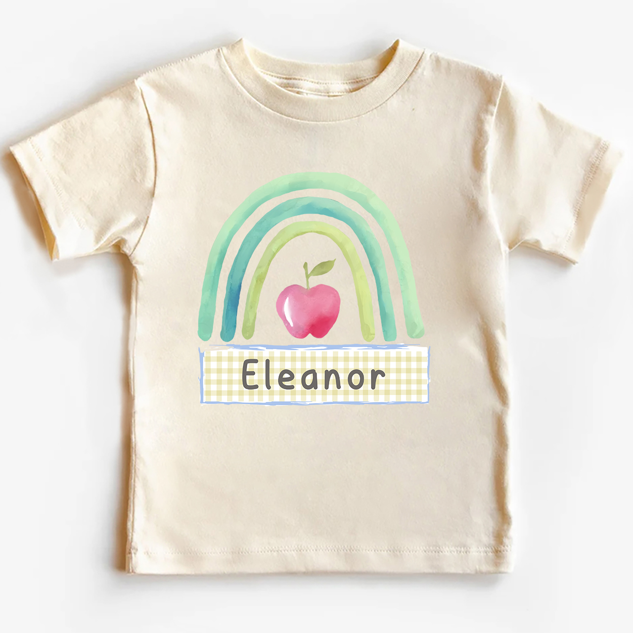 Personalized Apple Rainbow Name Monogram Kids Shirt