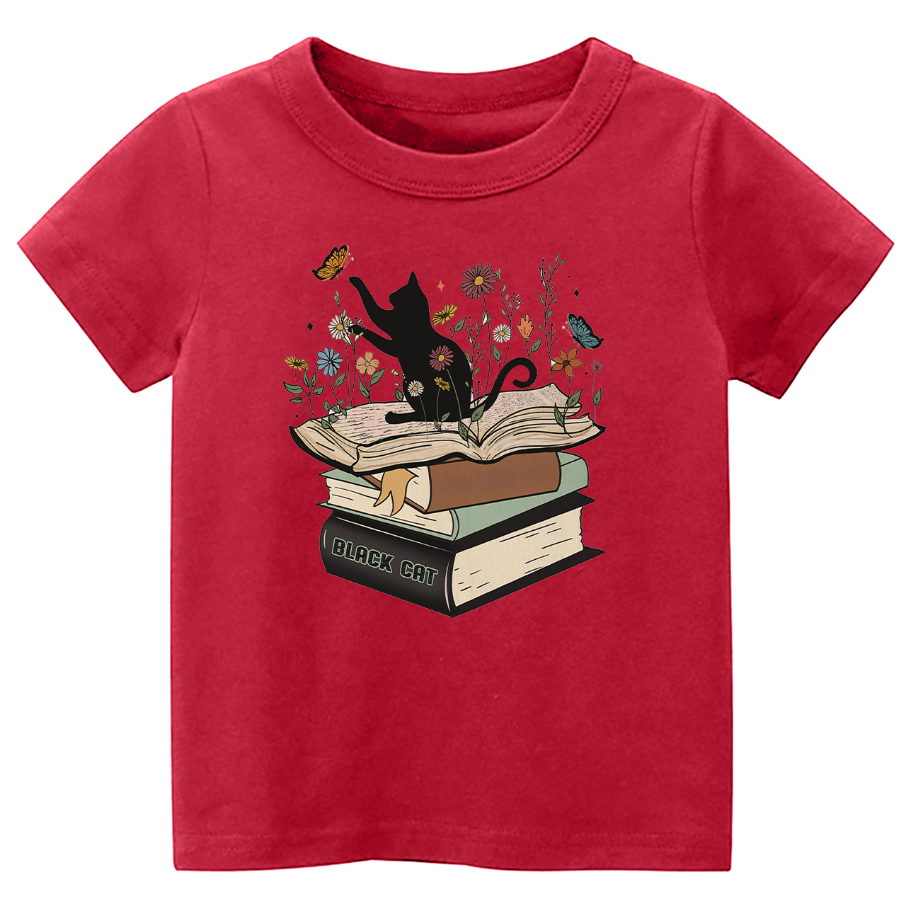 Halloween Playful Cat Flower Retro Kids Shirt 