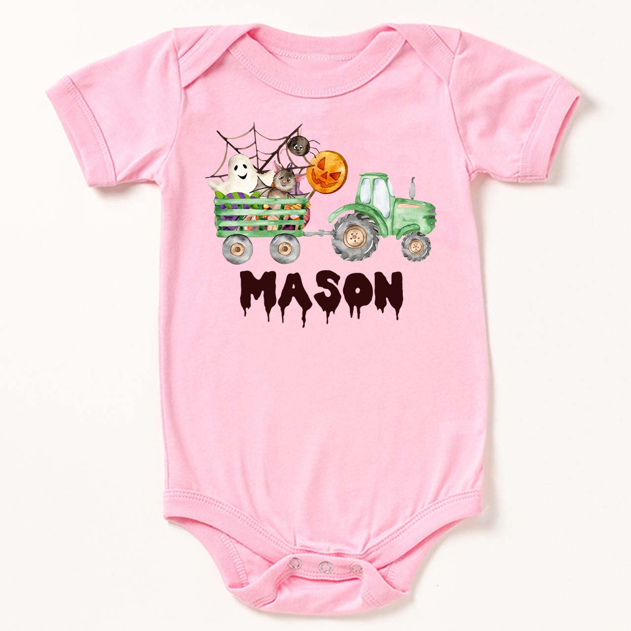 Custom Green Tractor Halloween Bodysuit For Baby