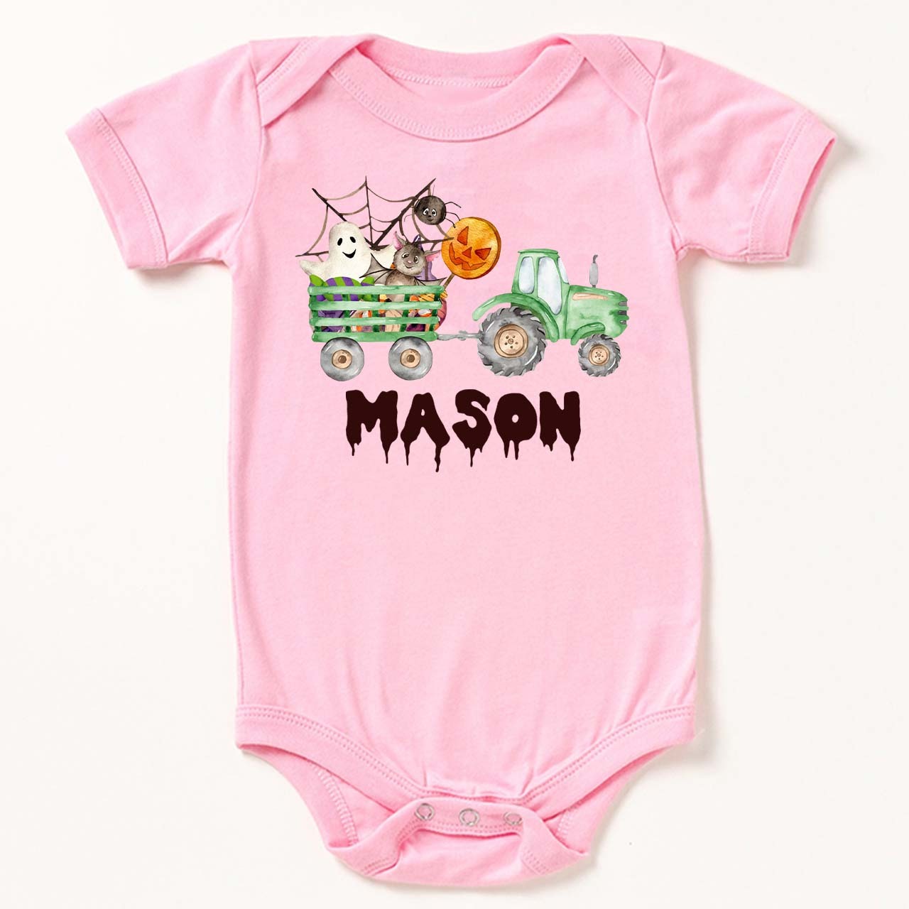 Custom Green Tractor Halloween Bodysuit For Baby